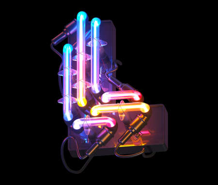 Ultra neon colorful font.の写真素材