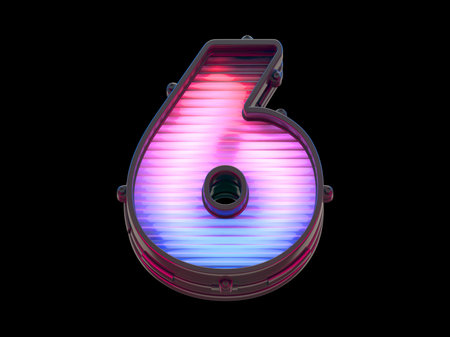 Light board sign font. Number 6