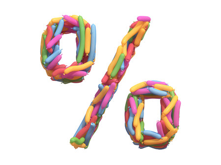 Multicolored balloon font.Percent symbol