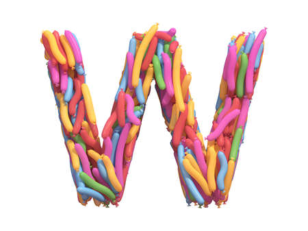 Multicolored balloon font. Letter Wの写真素材