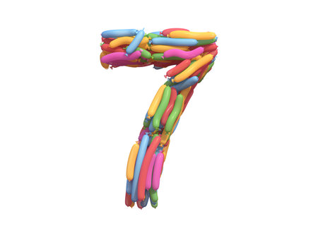 Multicolored balloon font. Number 7