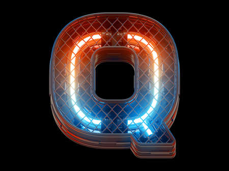 Futuristic light fence grid font. Letter Q.の写真素材