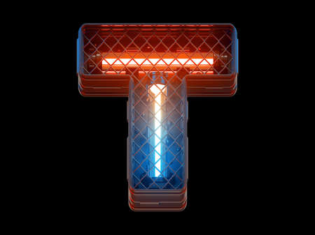 Futuristic light fence grid font. Letter T.の写真素材