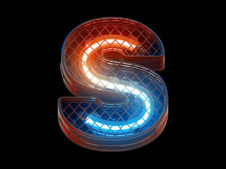 Futuristic light fence grid font. Letter S.の写真素材