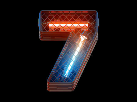 Futuristic light fence grid font. Number 7.の写真素材