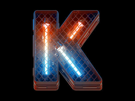 Futuristic light fence grid font. Letter K.の写真素材