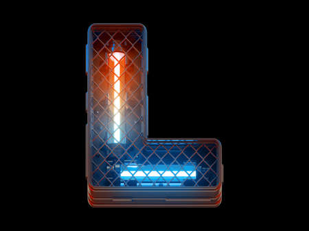 Futuristic light fence grid font. Letter L.の写真素材