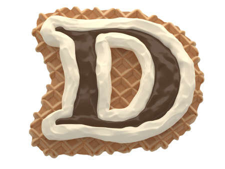Wafers with white cream and chocolate font.の写真素材