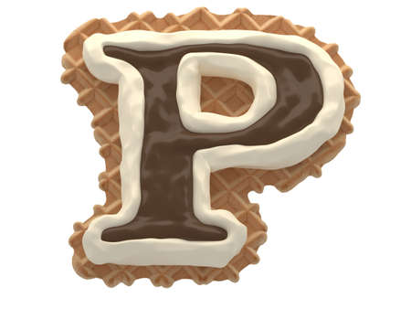 Wafers with white cream and chocolate font.の写真素材