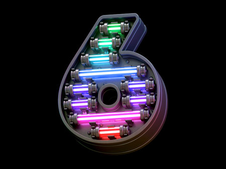 Multicolor light neon font.