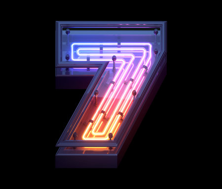 Neon Game font. Number 7.