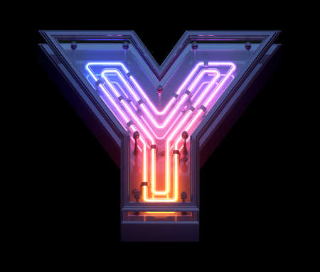 Neon Game font. Letter Y.の写真素材