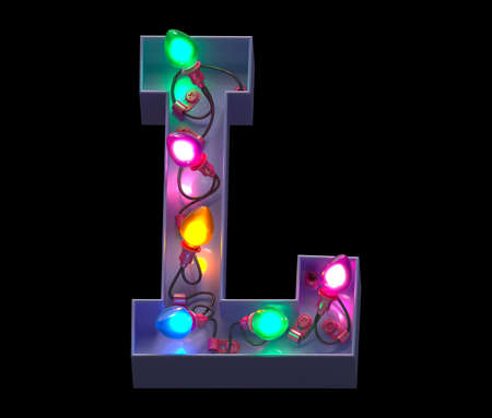 Colorful garland light font. Letter L.の写真素材