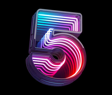Infinity light neon font. Number 5.の写真素材