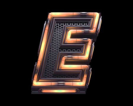 Futuristic orange light font. Letter E.の写真素材