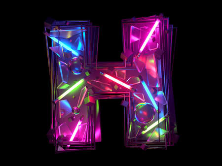 Abstract ultra neon font. Letter H.の写真素材