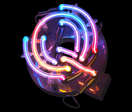 Ultra neon colorful font. Letter Q.の写真素材