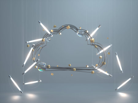Cloud shape frame with fluorescent lamps.