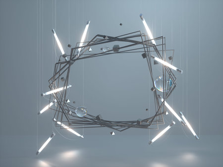 Abstract frame with fluorescent lamps.