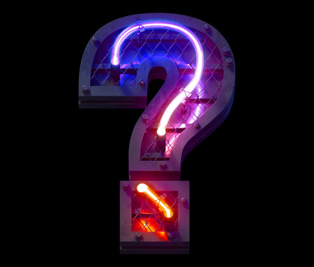 Heavy metal ultra neon font. Question symbol.の写真素材