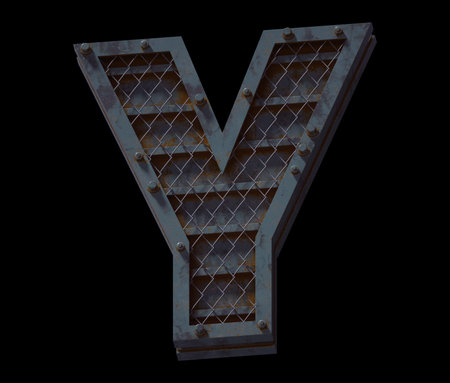 Heavy metal font. Letter Y.の写真素材