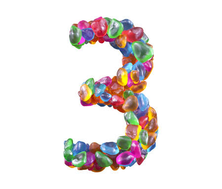 Colorful gems font. Number 3.の写真素材
