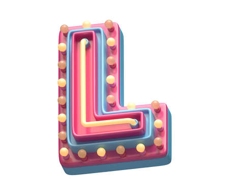 Plastic party font. Neon and lamp. Letter Lの写真素材