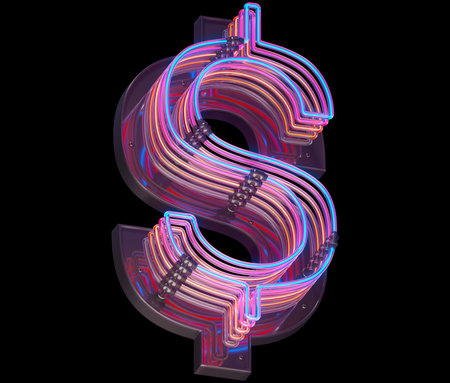 3d lines colorful neon font. Dollar symbolの写真素材