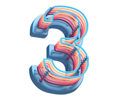 Toy plastic colorful neon font. Number 3の写真素材