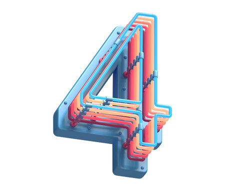 Toy plastic colorful neon font. Number 4の写真素材