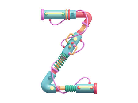 Alphabet letter Z made of skipping rope. 3D rendering isolated on white backgroundの写真素材