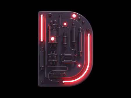 Neon light letter U font. Computer generated 3D photo rendering.の写真素材