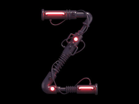 Realistic 3D Render of the Alphabet Letter Z with Neon Lightの写真素材