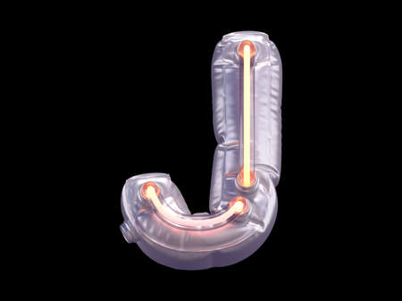 Neon font with black background, 3d rendering. Computer digital drawing.の写真素材