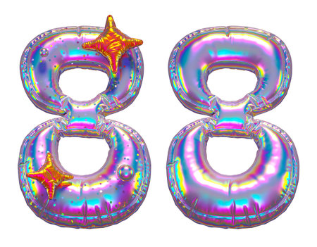 Number set 8, 9, 8 made of realistic 3d render rainbow colors. Collection symbols of rainbow color...