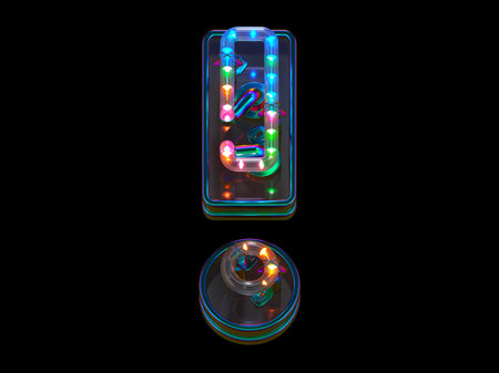 Colorful neon light font. Computer generated 3D photo rendering.