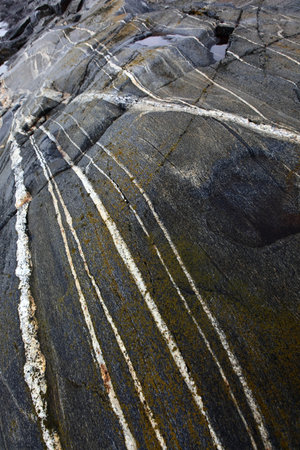 Some striped rock formations formed by the ice age.