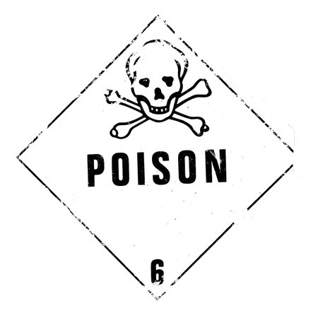 A grungy poison - warning isolated on white.の写真素材