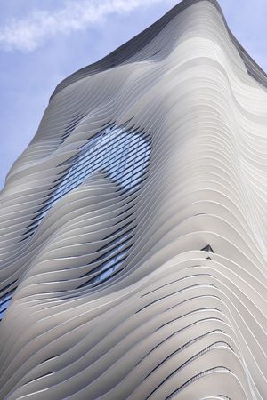 Modern High-rise Apartment Building in Chicagoの写真素材