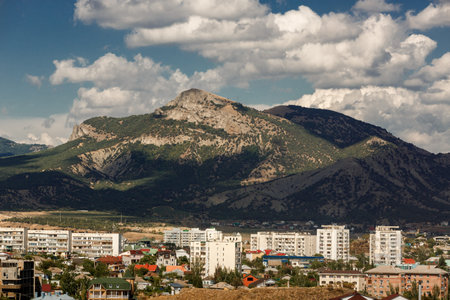 Sudak, Russia, 29 July, 2017. Mountains under mist in the morning in Crimea Sudakのeditorial素材