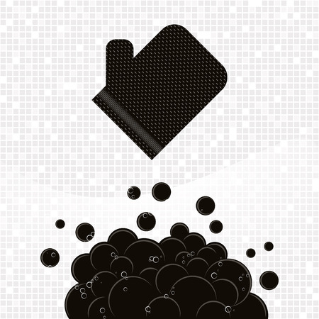 Black textured glove kese with bubbles on grey mosaic backgroundのイラスト素材