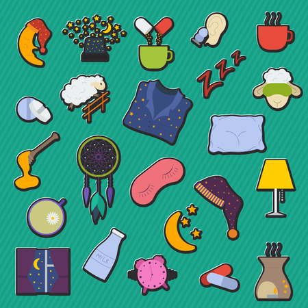 Set of colorful  sleep and insomnia iconのイラスト素材