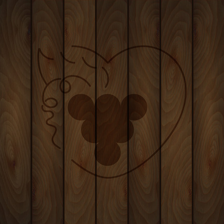 Grape logo on wood backgroundのイラスト素材