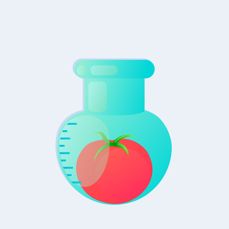 Genetic engineering. GMO. Tomato in test tube.のイラスト素材