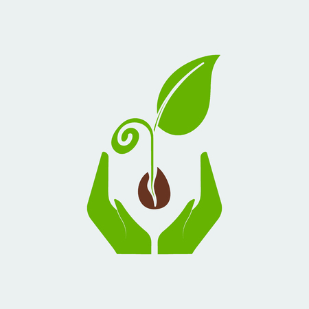 Eco-friendly concept. Sprout in hands.のイラスト素材