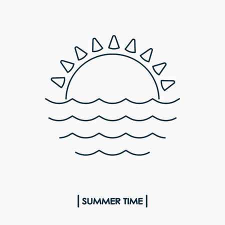 Summer time. Sun and sea outline iconのイラスト素材