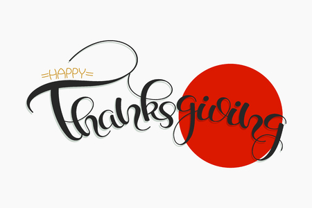 Thanksgiving hand drawn text. Happy Thanksgiving Day banner.のイラスト素材