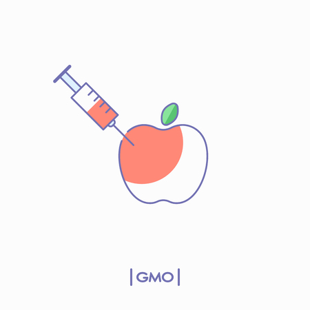 GMO concept. Apple with syringeのイラスト素材