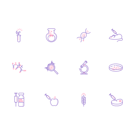 Collection of genetic modification outline icons.のイラスト素材