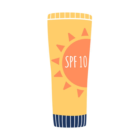 Tube of lotion SPF 10. Moisturizing cream for face and body with UV protection. Gentle sunscreen...